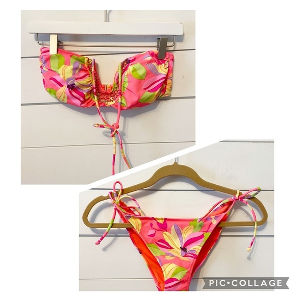 Victoria’s Secret | Beaded Floral Bikini Swimsuit with Removable Straps Size M - Picture 1 of 13